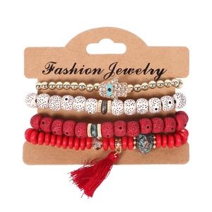 4 Piece Boho Evil Eye Beaded Bracelet